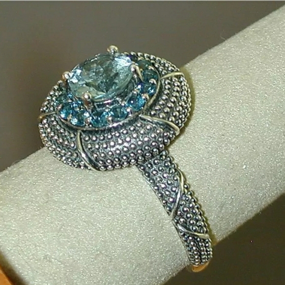Designer Sky blue and Swiss Blue Topaz Double Hal… - Picture 4 of 6